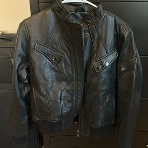 Real Leather Bomber Jacket